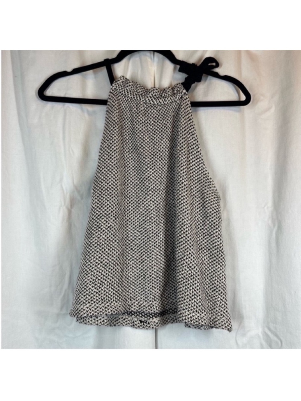 Madewell texture & thread cotton knit monochrome tie neck halter blouse